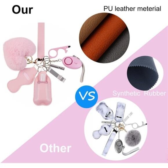 Women's Pink Self Defense Keychain Set with Safety Tools & Accessories 8 Piece - Picture 2 of 6